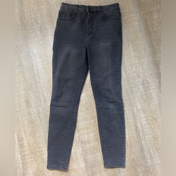 Y2K High Rise Faded Black Skinny Jeans Women’s 29 Stretch Distressed Grunge Goth - Picture 2 of 15